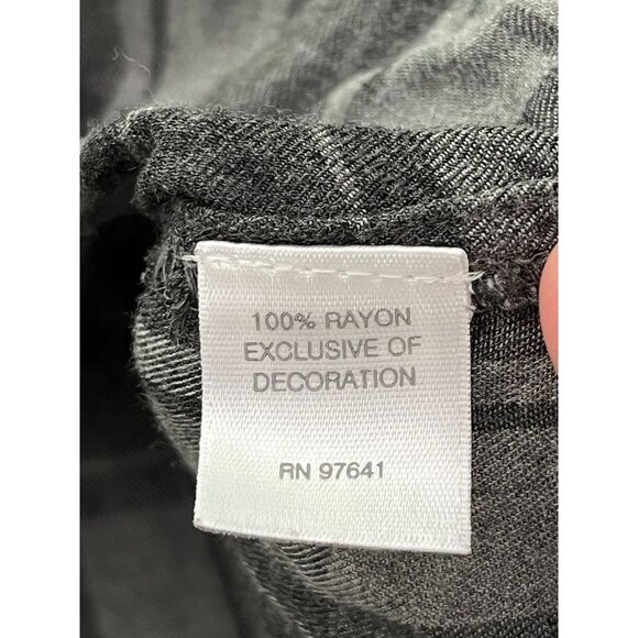 EUC J.Jill Gray Plaid Tunic Blouse With Embroidered V-Neck & Rolled Sleeves - Picture 6 of 9